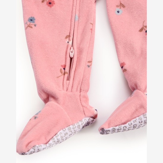 Macacão pijama bebê fleece flores e borboleta - rosa | Carter's