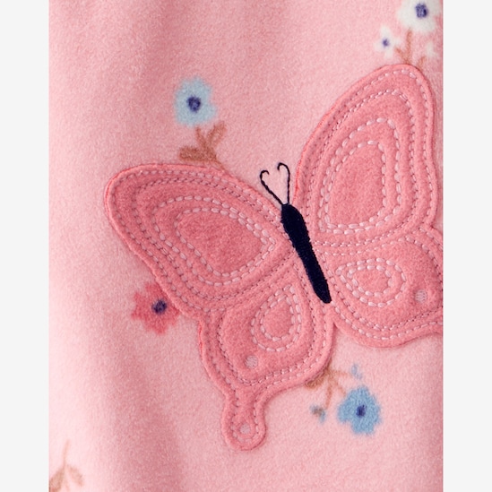 Macacão pijama bebê fleece flores e borboleta - rosa | Carter's