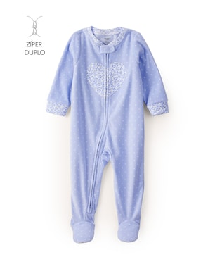 Macacão pijama bebê em fleece coração - azul | Carter's