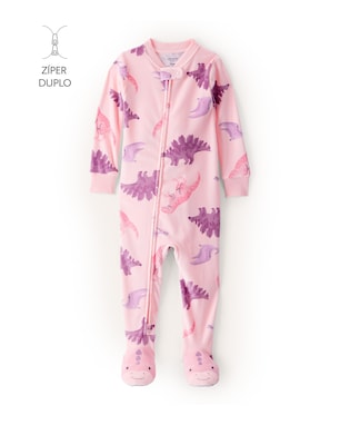 Macacão pijama bebê em fleece dino - rosa | Carter's