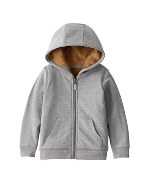 Blusa de moletom infantil com capuz peluciado - cinza | Carter's