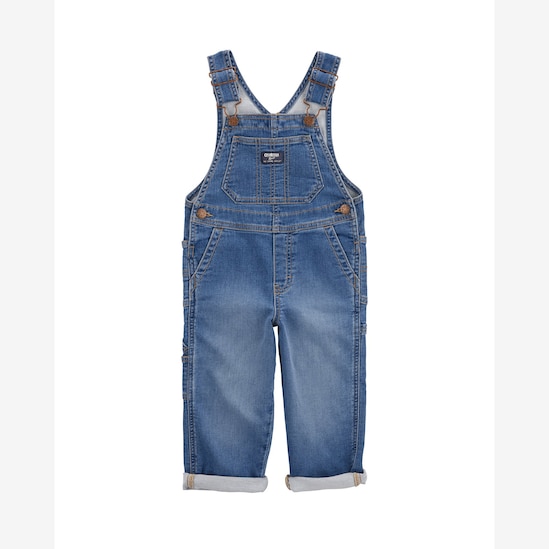 Jardineira jeans infantil barra dobrada - denim médio | OshKosh