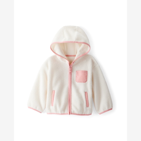 Casaco infantil sherpa com capuz e bolsos - branco | Carter's