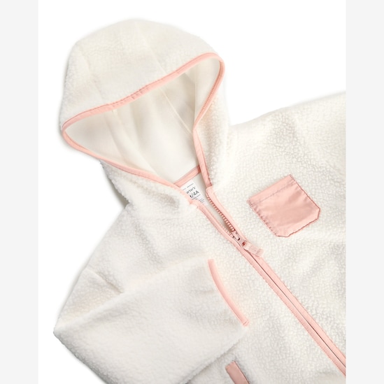 Casaco infantil sherpa com capuz e bolsos - branco | Carter's