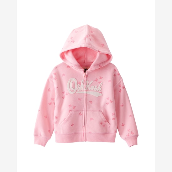 Blusa de moletom infantil com capuz borboletas - rosa | OshKosh