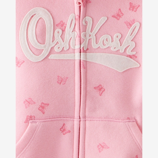 Blusa de moletom infantil com capuz borboletas - rosa | OshKosh