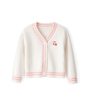 Cardigan infantil tricot cereja - branco | Carter's
