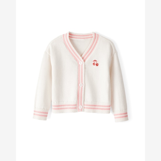 Cardigan infantil tricot cereja - branco | Carter's