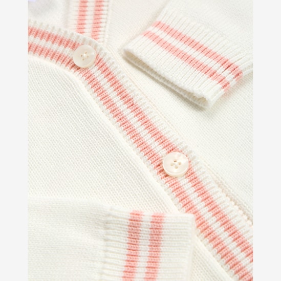 Cardigan infantil tricot cereja - branco | Carter's