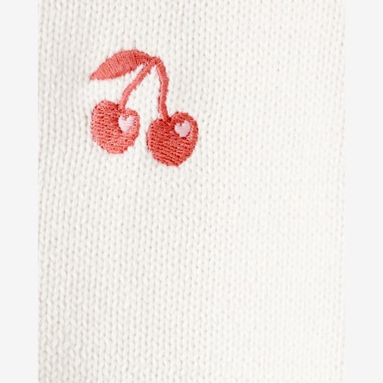 Cardigan infantil tricot cereja - branco | Carter's