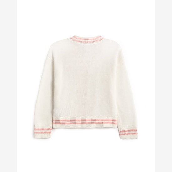 Cardigan infantil tricot cereja - branco | Carter's