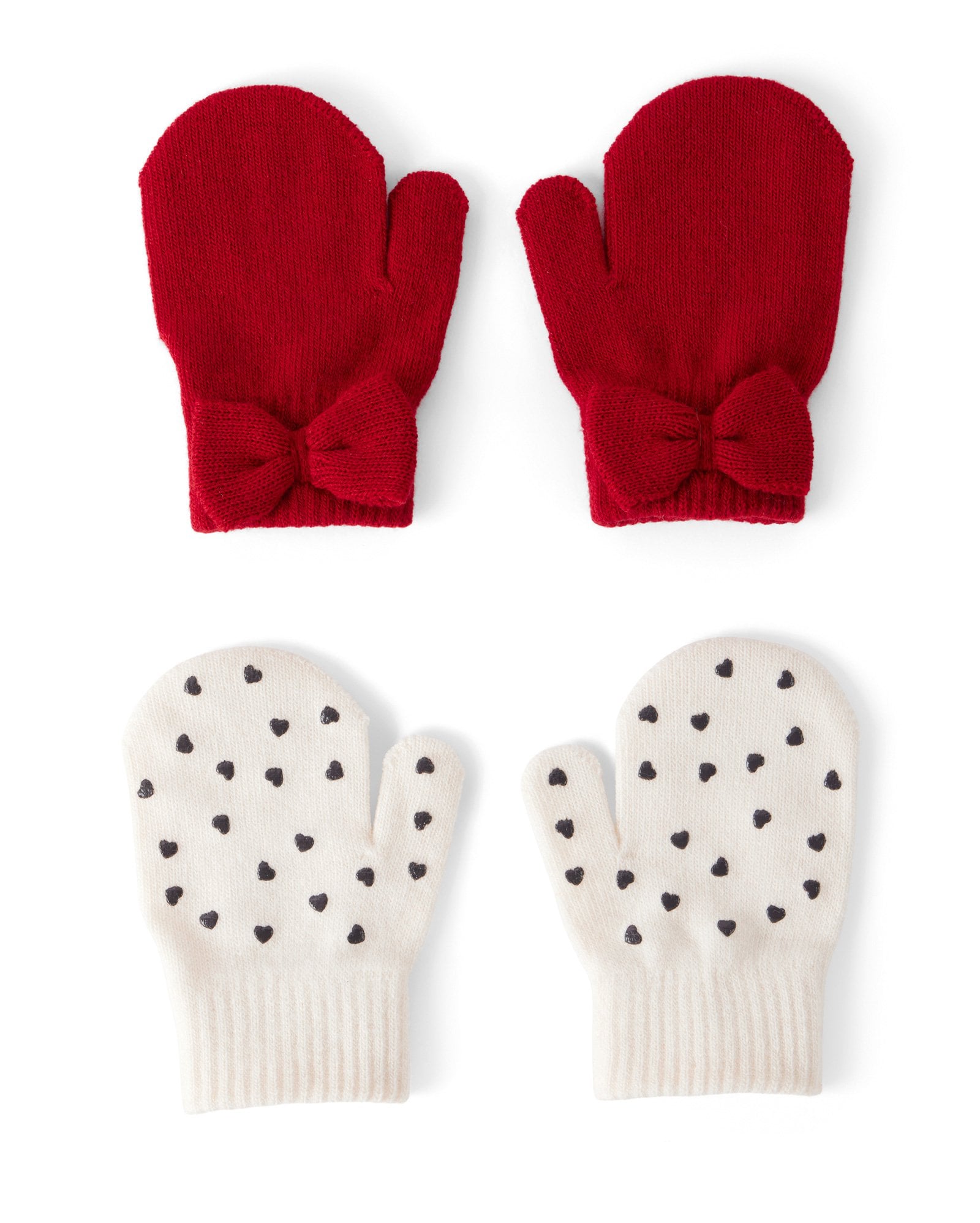 Kit luva bebê 2 pares de tricot com laço - multicor | Carter's