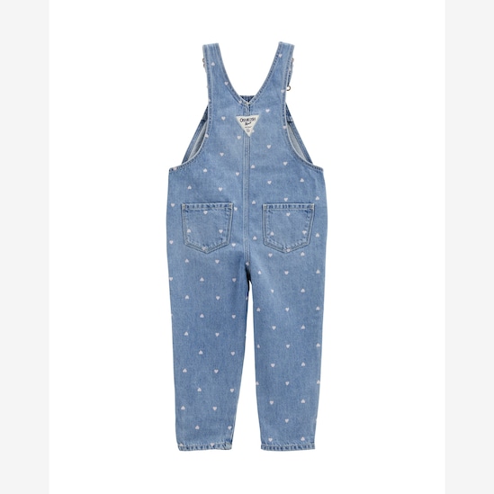 Jardineira jeans infantil corações - denim médio | OshKosh