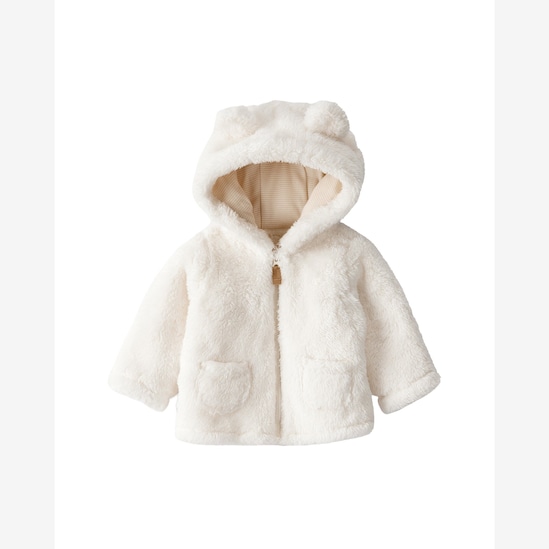 Casaco bebê peluciado com capuz urso - off-white | Carter's