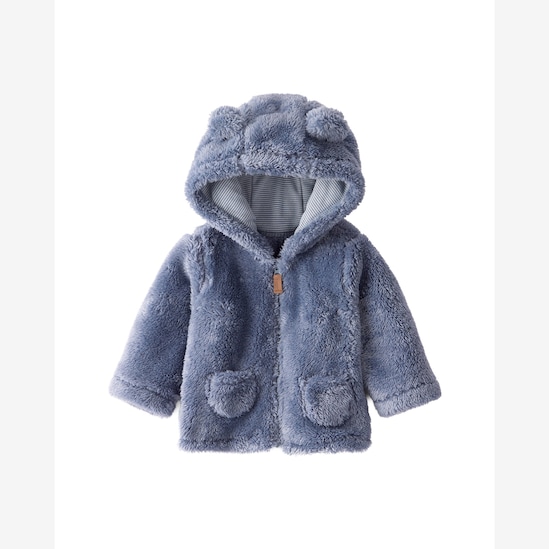 Casaco bebê peluciado com capuz urso - azul | Carter's