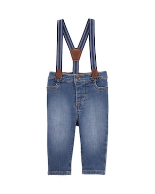 Calça jeans bebê com suspensório - denim escuro | OshKosh