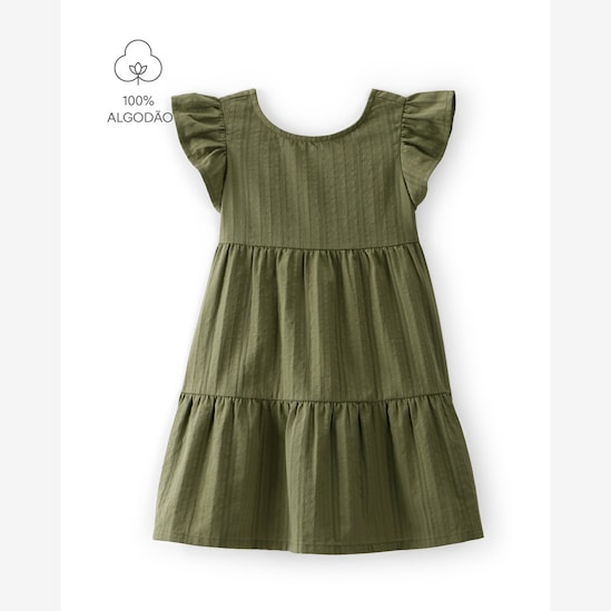 Vestido infantil evasê marias texturizado - verde | Carter's