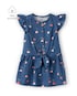 Vestido infantil evasê malha floral - azul | Carter's