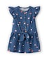 Vestido infantil evasê malha floral - azul | Carter's