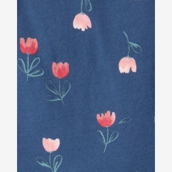 Vestido infantil evasê malha floral - azul | Carter's