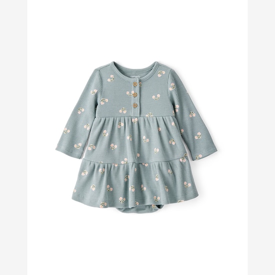 Vestido bebê evasê floral - verde | Carter's