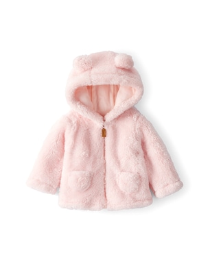 Casaco bebê peluciado com capuz urso - rosa | Carter's