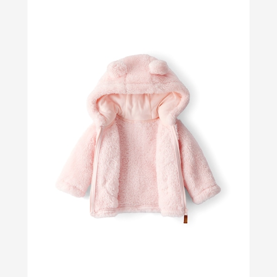 Casaco bebê peluciado com capuz urso - rosa | Carter's
