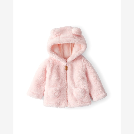 Casaco bebê peluciado com capuz urso - rosa | Carter's