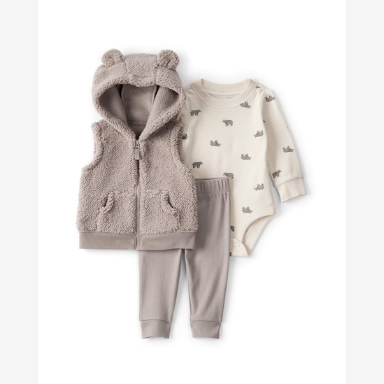 Conjunto longo bebê 3 peças com sherpa - multicor | Carter's