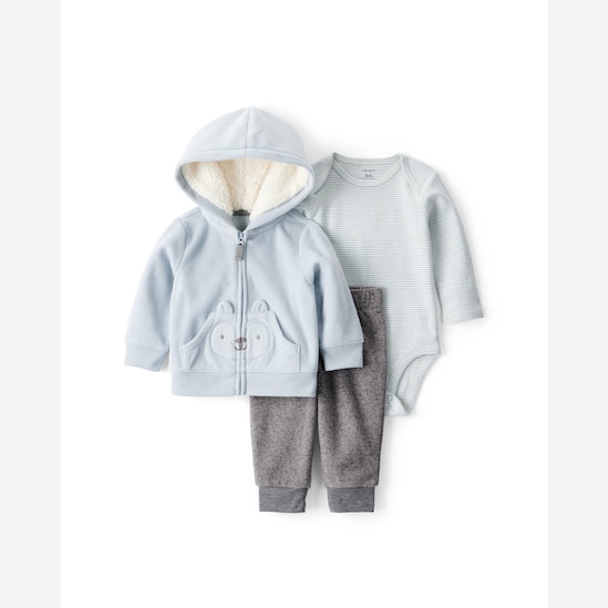 Conjunto longo bebê 3 peças bichinho em fleece - multicor | Carter's