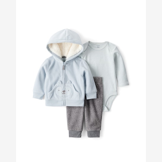 Conjunto longo bebê 3 peças bichinho em fleece - multicor | Carter's