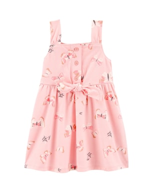 Vestido bebê evasê floral com calcinha - rosa | Carter's