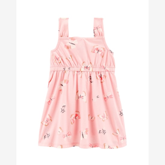 Vestido bebê evasê floral com calcinha - rosa | Carter's