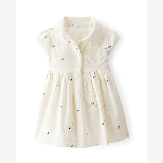 Vestido bebê evasê laços - bege | OshKosh