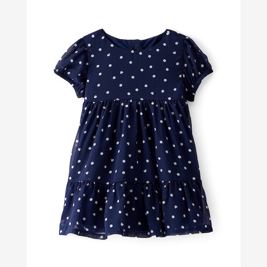 Vestido bebê evasê poá com calcinha - azul | OshKosh