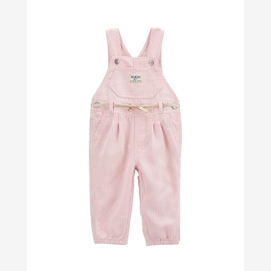 Jardineira bebê listrada com cinto - rosa | OshKosh
