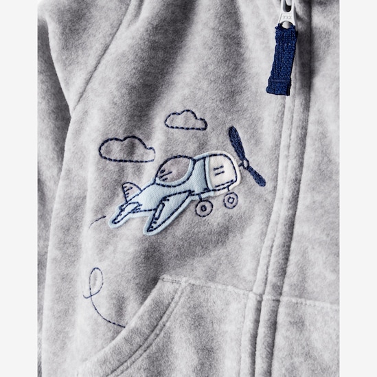 Conjunto longo bebê 3 peças avião em fleece - multicor | Carter's