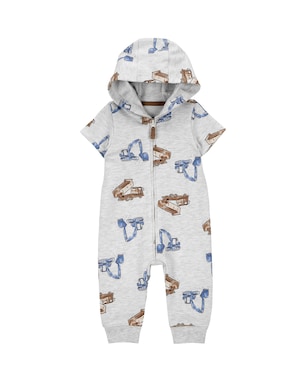 Macacão bebê construção com capuz - cinza | Carter's