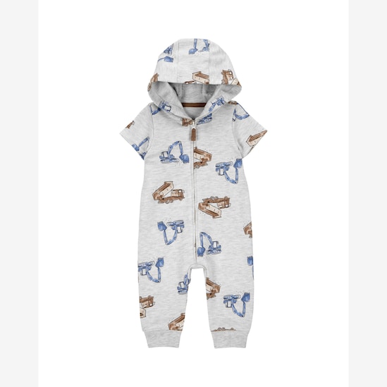 Macacão bebê construção com capuz - cinza | Carter's