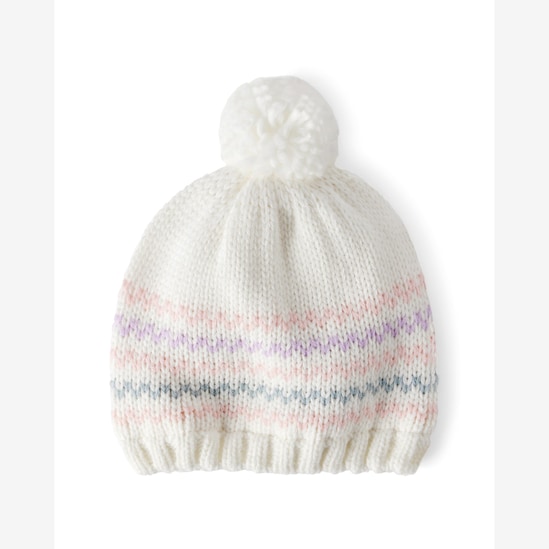Touca bebê em tricot com pompom - off-white | Carter's