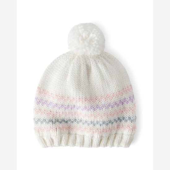 Touca infantil em tricot com pompom - off-white | Carter's