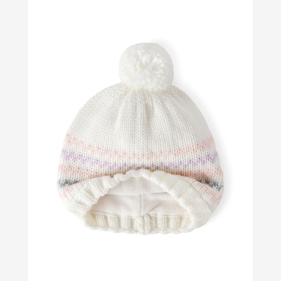 Touca infantil em tricot com pompom - off-white | Carter's