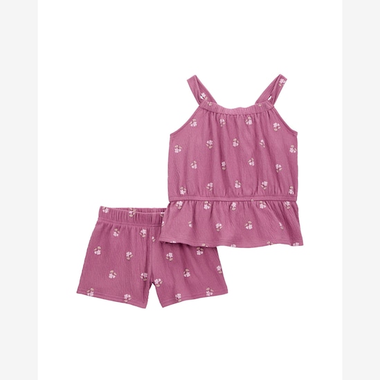 Conjunto curto bebê 2 peças floral - lilás | Carter's