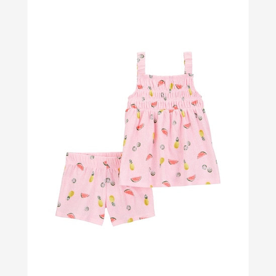Conjunto curto bebê 2 peças frutinhas - rosa | Carter's