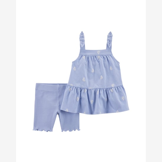 Conjunto curto bebê 2 peças barquinhos - azul | Carter's