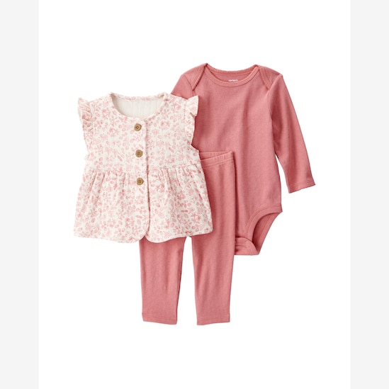 Conjunto longo bebê 3 peças moranguinhos - multicor | Carter's