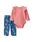 Conjunto longo bebê 2 peças com laise - multicor | Carter's