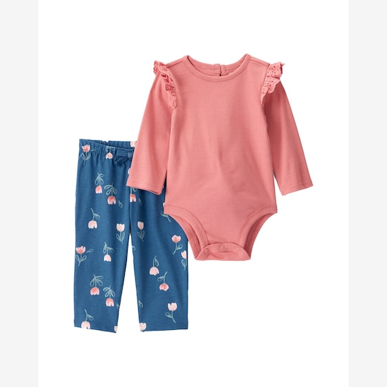 Conjunto longo bebê 2 peças com laise - multicor | Carter's