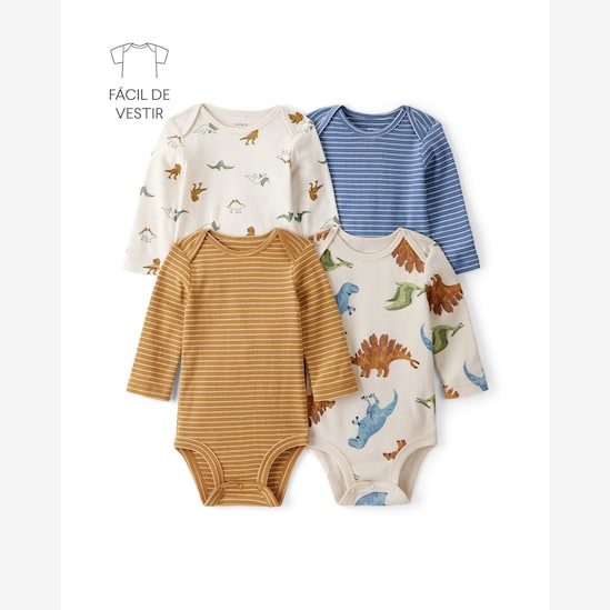 Kit body bebê 4 peças dinossauros - multicor | Carter's