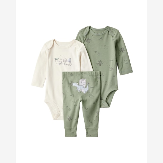 Conjunto longo bebê 3 peças dragão - multicor | Carter's